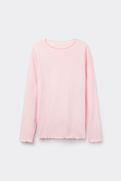 Cream Long-Sleeved Rolled Hem Top, 5701_407Y, large image number 4