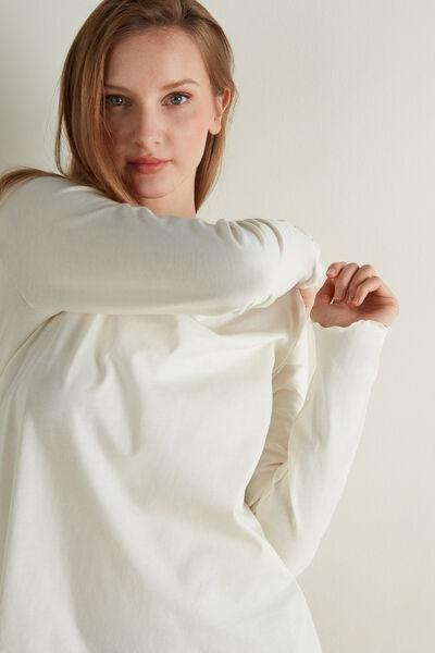 White Long-Sleeved Rolled Hem Top, , large image number 1