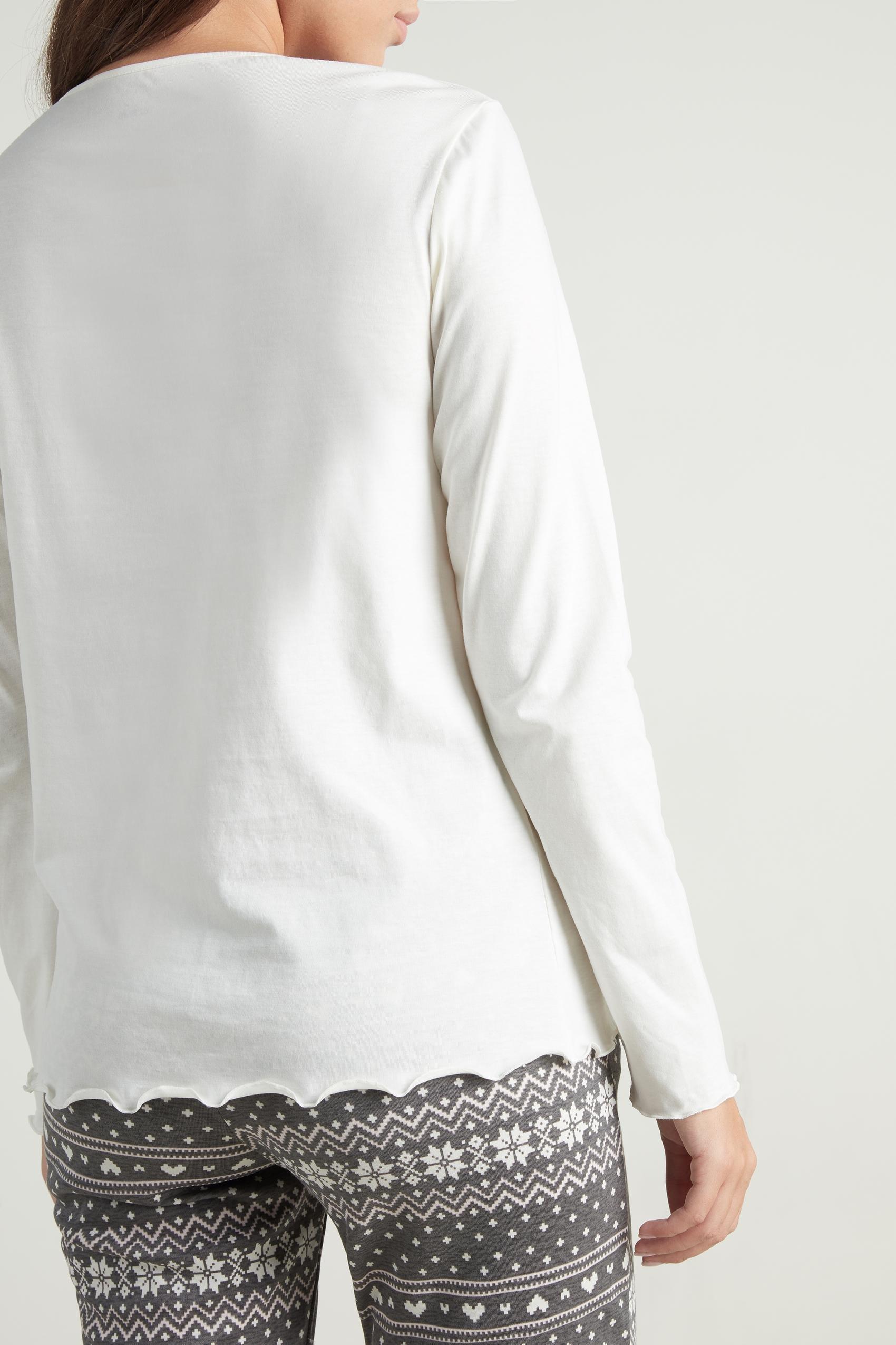 White Long-Sleeved Rolled Hem Top, , large image number 2