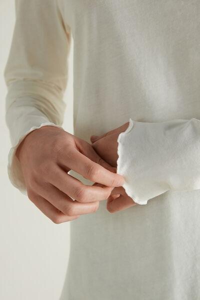 White Long-Sleeved Rolled Hem Top, , large image number 3