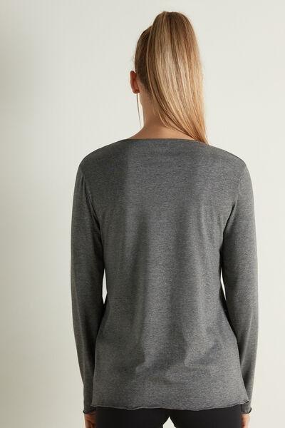 Grey Long-Sleeved Rolled Hem Top, , large image number 2