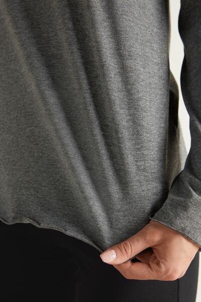 Grey Long-Sleeved Rolled Hem Top, , large image number 3