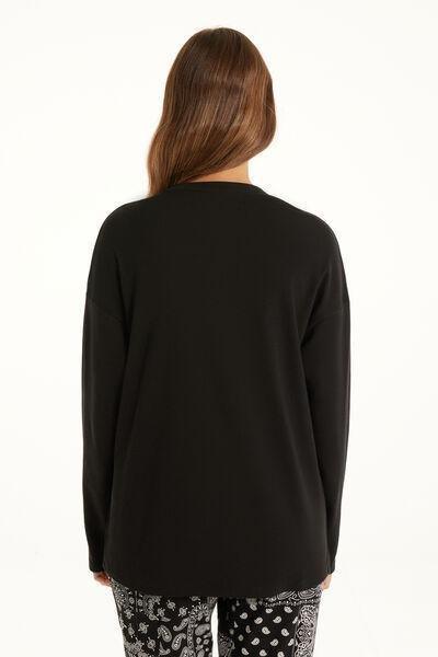 Black Cosmic Feelings Long Sleeve Oversized Top, , large image number 2