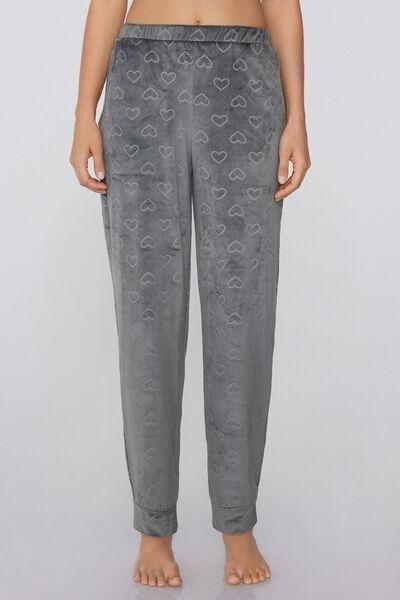 GRIGIO STAMPA CUORI Printed Microfleece Joggers, 5701_931Y, large image number 0