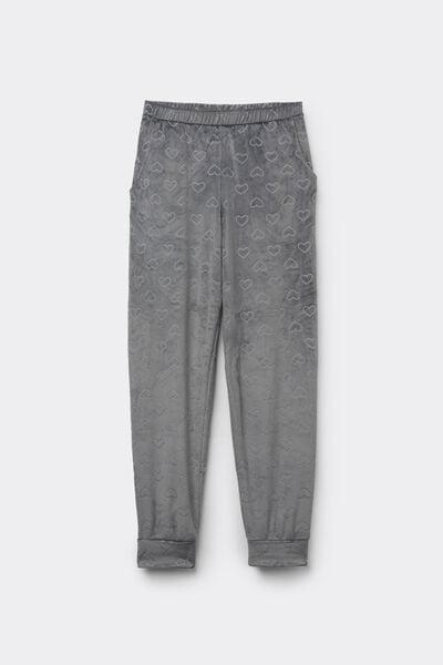 GRIGIO STAMPA CUORI Printed Microfleece Joggers, 5701_931Y, large image number 4