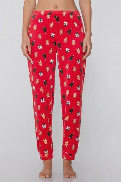 Red Winter St. Biscuits Printed Microfleece Joggers, 5701_963Y, large image number 1