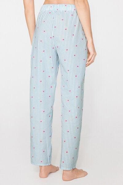 Pink Long Canvas Drawstring Cotton Pyjama Bottoms, 5701_209Z, large image number 2