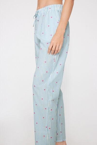 Pink Long Canvas Drawstring Cotton Pyjama Bottoms, 5701_209Z, large image number 3