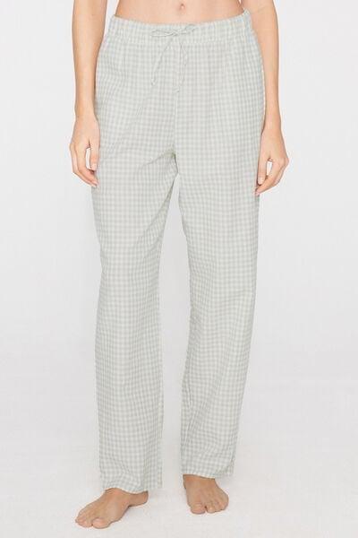 Green Long Canvas Drawstring Cotton Pyjama Bottoms, 5701_224Z, large image number 1