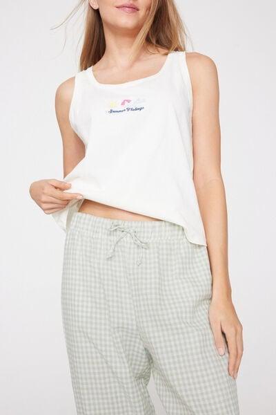 Green Long Canvas Drawstring Cotton Pyjama Bottoms, 5701_224Z, large image number 3