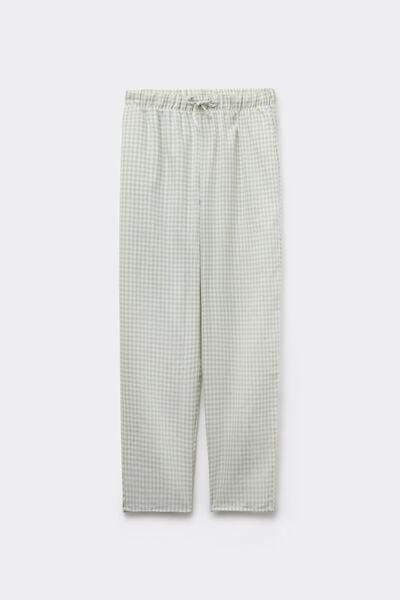 Green Long Canvas Drawstring Cotton Pyjama Bottoms, 5701_224Z, large image number 4