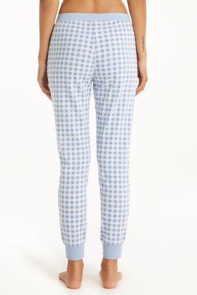 Blue Long Printed Cotton Trousers, , large image number 2