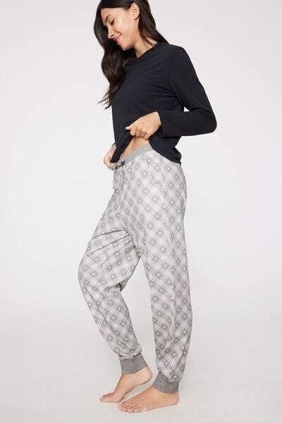 Grey Heavy Printed Cotton Joggers, 5701_501Z, medium