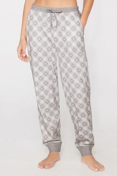 Grey Heavy Printed Cotton Joggers, 5701_501Z, large image number 1