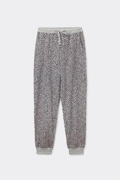 Grey Animal Print Heavy Printed Cotton Joggers, 5701_506Z, large image number 0