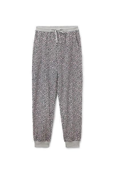 Grey Animal Print Heavy Printed Cotton Joggers, 5701_506Z, large image number 1