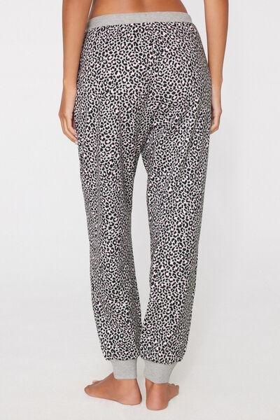 Grey Animal Print Heavy Printed Cotton Joggers, 5701_506Z, large image number 2