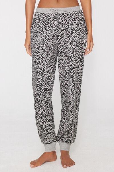 Grey Animal Print Heavy Printed Cotton Joggers, 5701_506Z, large image number 4