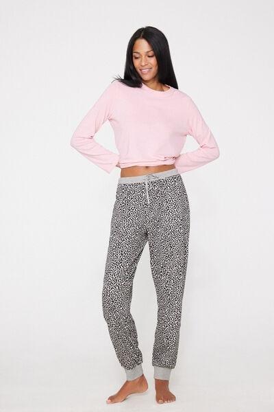 Grey Animal Print Heavy Printed Cotton Joggers, 5701_506Z, large image number 5