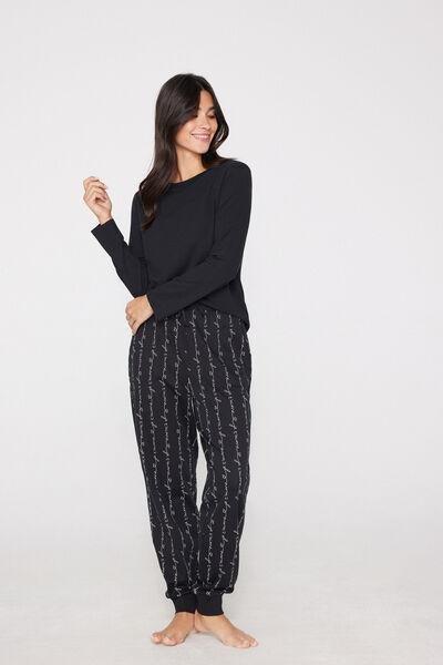Black Heavy Printed Cotton Joggers, 5701_512Z, medium