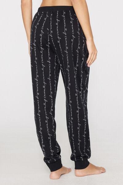 Black Heavy Printed Cotton Joggers, 5701_512Z, medium