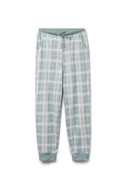 Green Check Print Heavy Printed Cotton Joggers, 5701_527Z, large image number 1