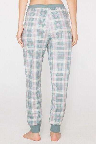 Green Check Print Heavy Printed Cotton Joggers, 5701_527Z, large image number 2