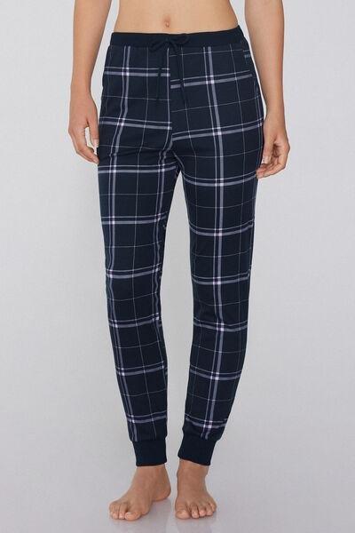 Navy Heavy Printed Cotton Joggers, , large image number 0