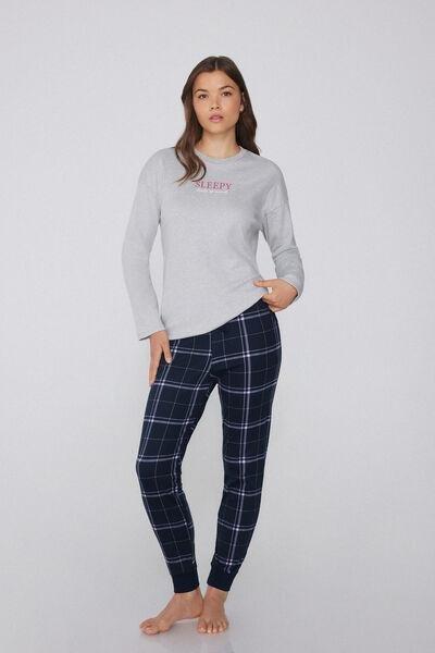 Navy Heavy Printed Cotton Joggers, , large image number 1
