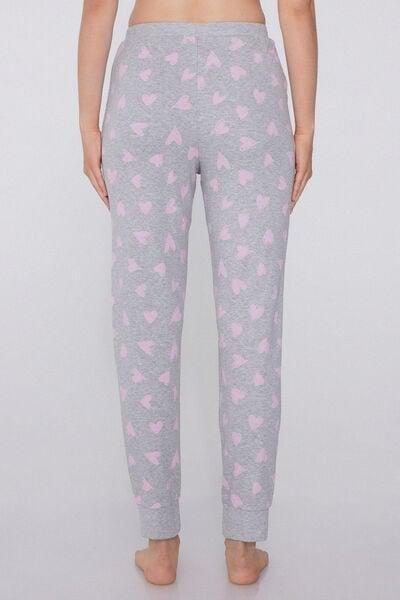 Grey Heart - Printed Cotton Joggers, , large image number 1