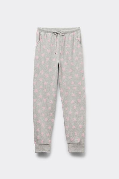 Grey Heart - Printed Cotton Joggers, , large image number 3