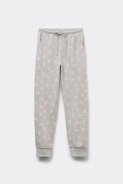 Grey Heart - Printed 100% Cotton Joggers, 5701_737Y, large image number 4