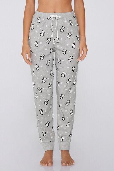 Grey Panda - Printed Cotton Joggers, , large image number 0