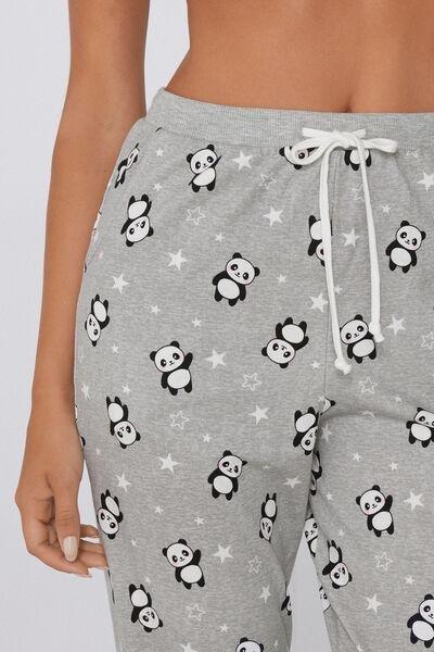 Grey Panda - Printed Cotton Joggers, , large image number 2