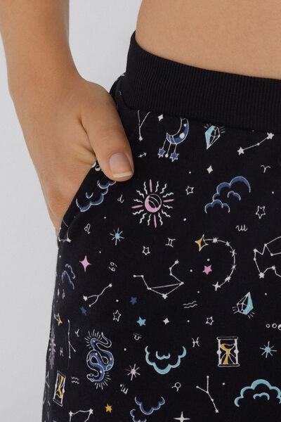 Black Heavy Printed Cotton Joggers, , large image number 3