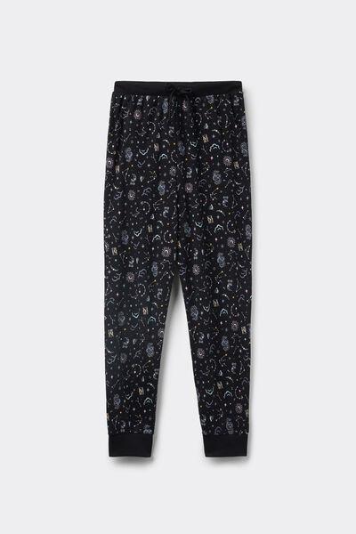 Black Heavy Printed Cotton Joggers, 5701_751Y, large image number 4