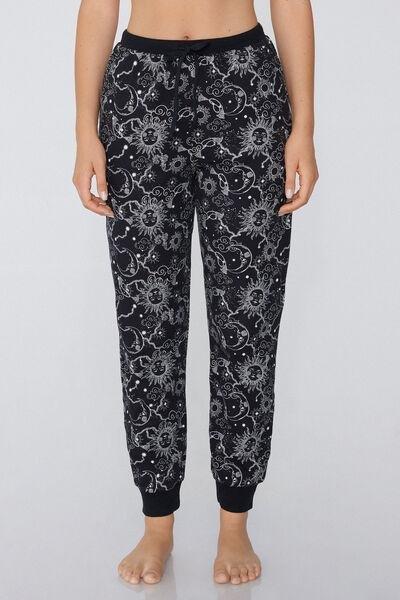 Navy Printed High-Waisted Joggers, , large image number 0