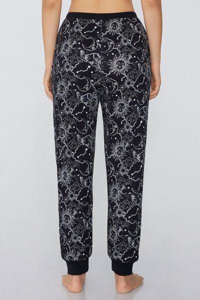 Navy Printed High-Waisted Joggers, , large image number 2
