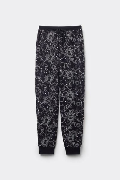Navy Printed High-Waisted Joggers, , large image number 4