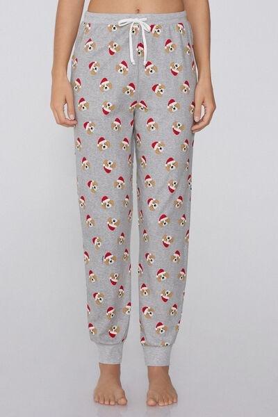 Grey Dog-Print 100% Cotton Joggers, 5701_929Y, medium