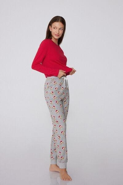 Grey Dog-Print 100% Cotton Joggers, 5701_929Y, medium