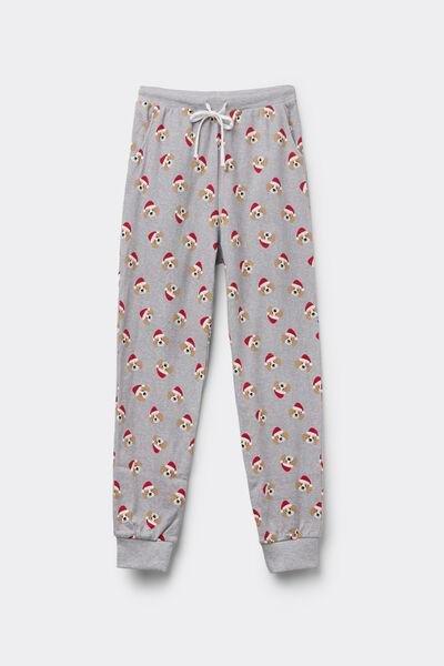 Grey Dog-Print 100% Cotton Joggers, 5701_929Y, large image number 4