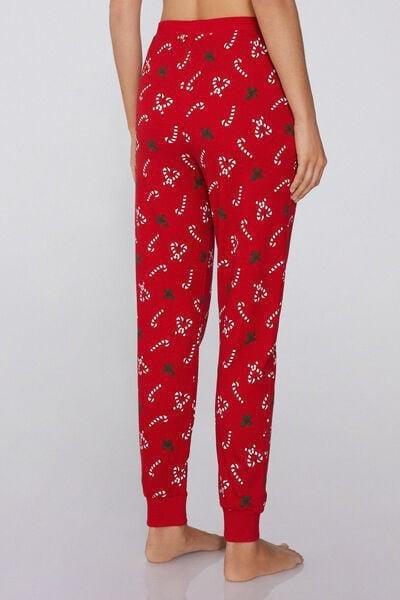 Red Candy cane Heavy Printed Cotton Joggers, 5701_964Y, medium