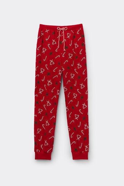 Red Candy cane Heavy Printed Cotton Joggers, 5701_964Y, large image number 4