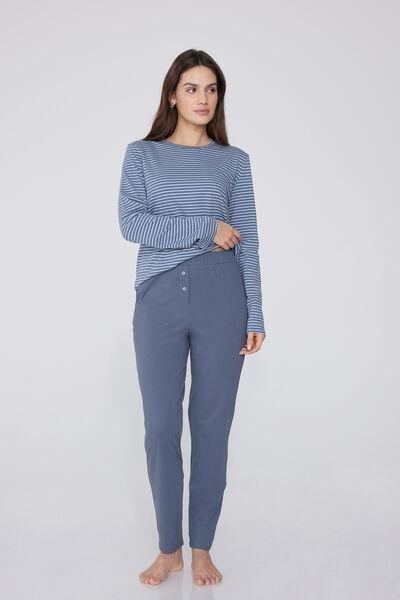 Blue Pockets And Buttons Trousers, , large image number 1