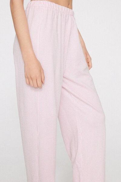 Pink Crinkle Striped Cotton Pyjama Bottoms, 5701_210Z, large image number 3