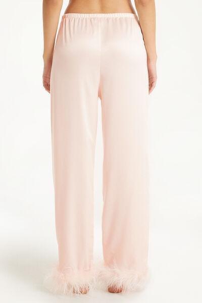 Pink Limited Edition Satin Trousers With Feathers, , large image number 2