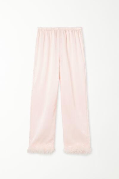 Pink Limited Edition Satin Trousers With Feathers, , large image number 4