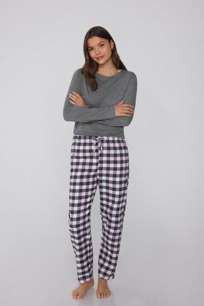Pink Printed Flannel Cotton Pyjama Bottoms, 5701_908Y, large image number 1