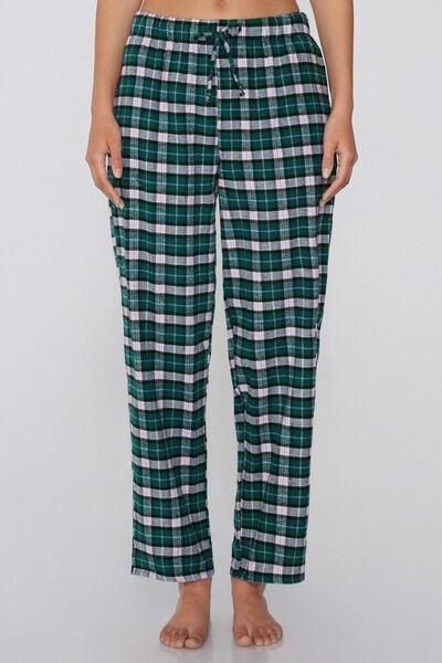 Green Printed Flannel Cotton Pyjama Bottoms, 5701_909Y, medium